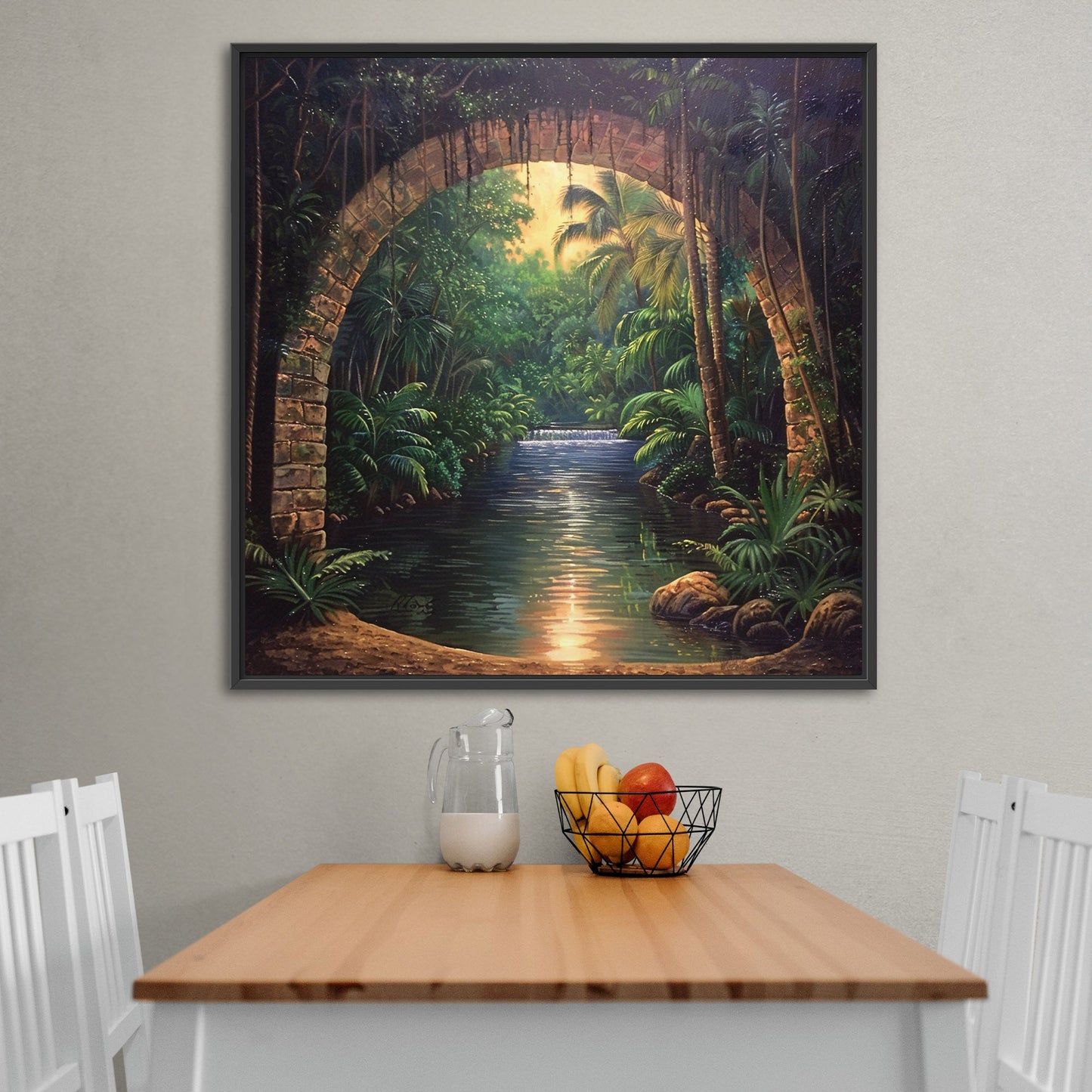 Painting of Archway Tunnel Looking Out at Jungle River - Enchanted Water View