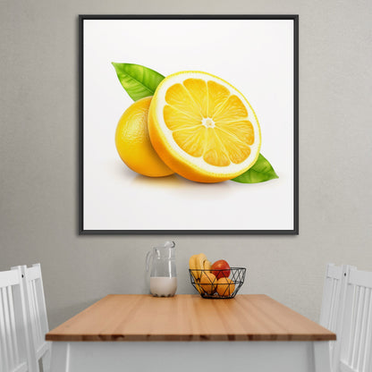 Still Life of Cut Open Lemon on White Background - Sour Citrus Summer Delight