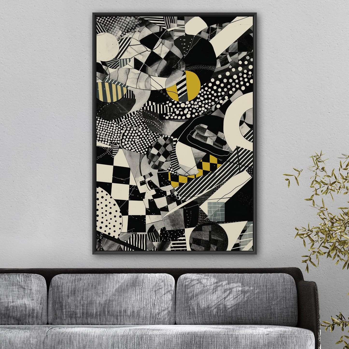 Black and White Geometric Abstract Painting - Cosmic Chaos