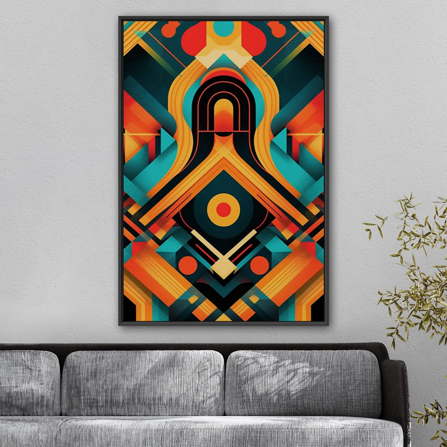 Art Deco Style Symmetrical Abstract Colorful Digital Render - Vibrant Textile Dance