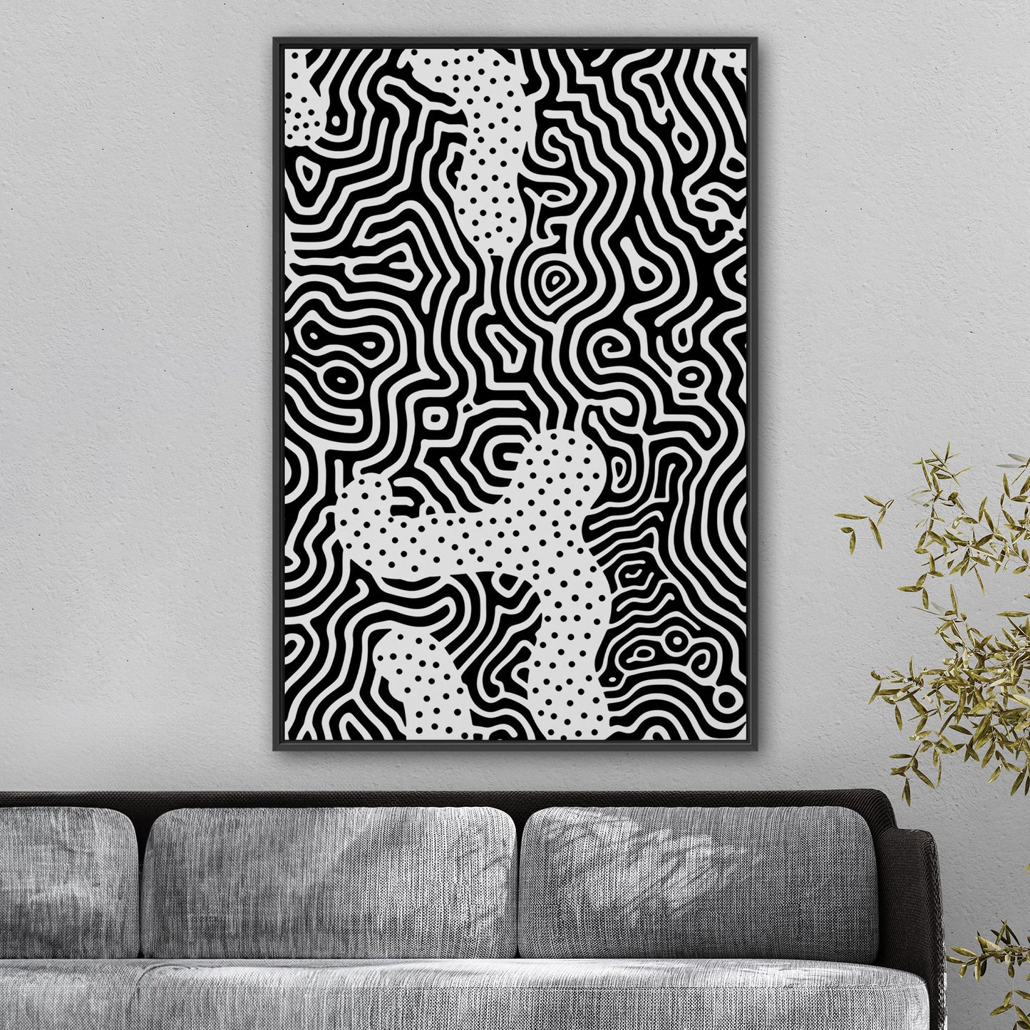 Dynamic abstract black and white brain coral texture print - Mesmerizing Monochrome Wavelengths