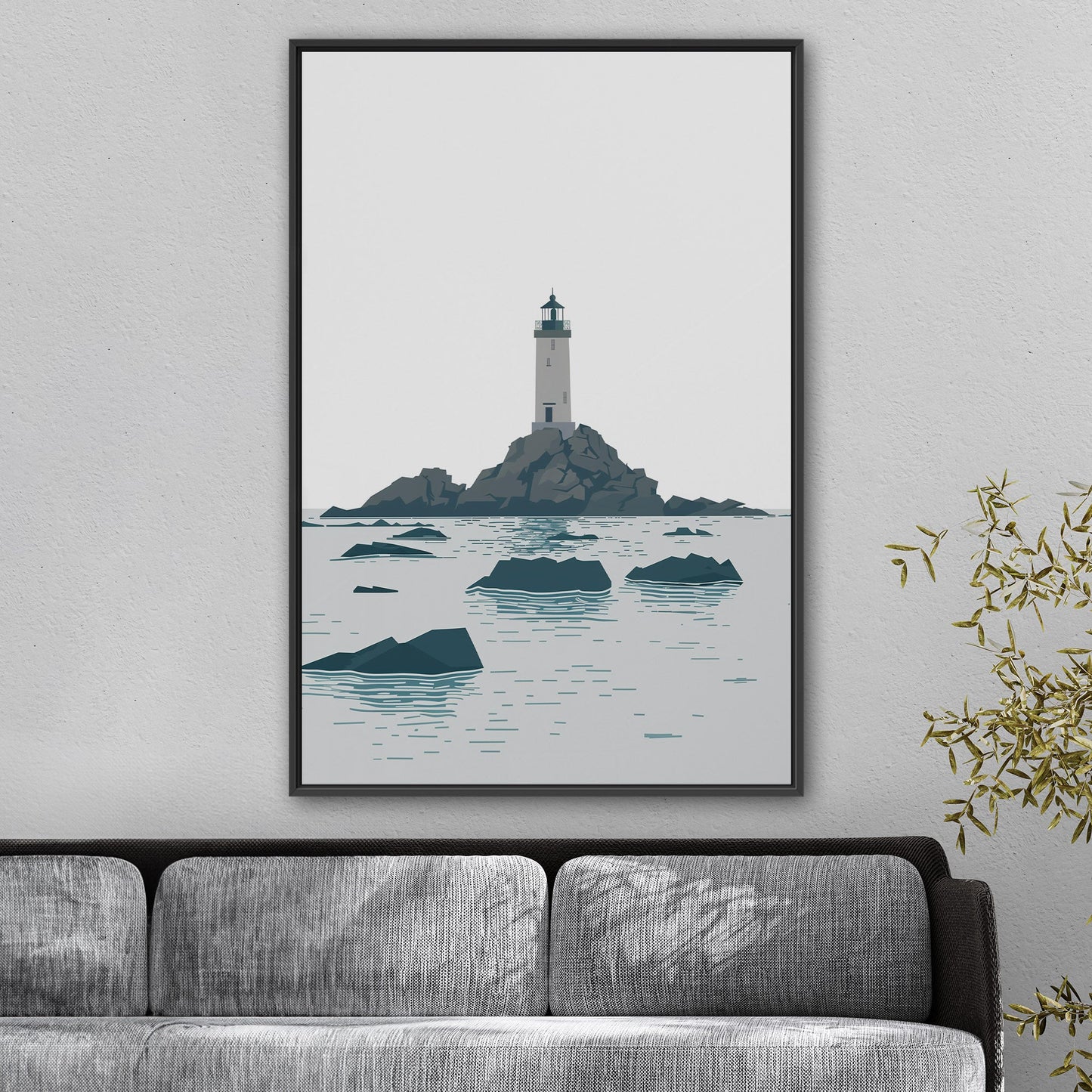 Minimalist Lighthouse Art in Retro Colors - Coastal Dreamer