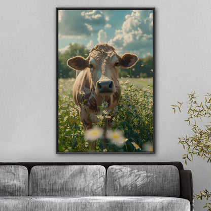 Photorealistic Cow in Pasture Portrait - Cow Serenity