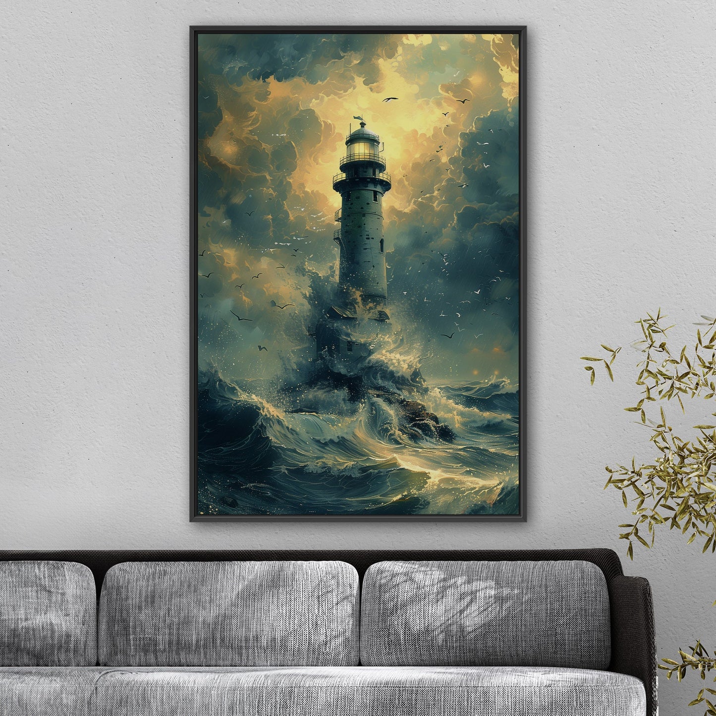 Handmade coastal lighthouse artwork - Illuminated Tranquility