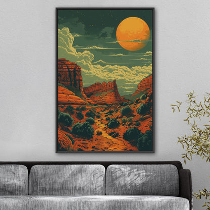 Red Rocks Desert Stylized Illustration - Red Reverie