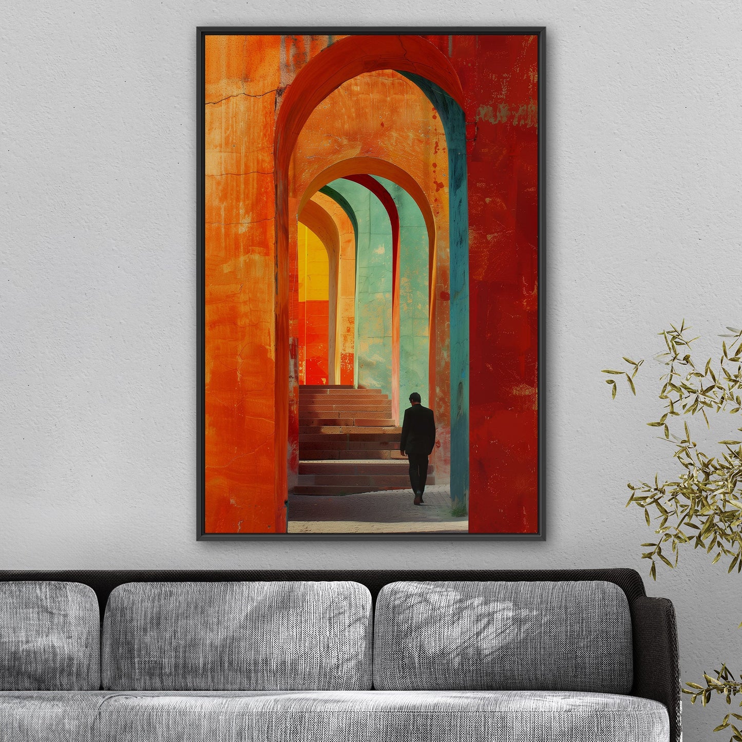 Impressionistic Painting of Archwayed Steps - Maze of Old