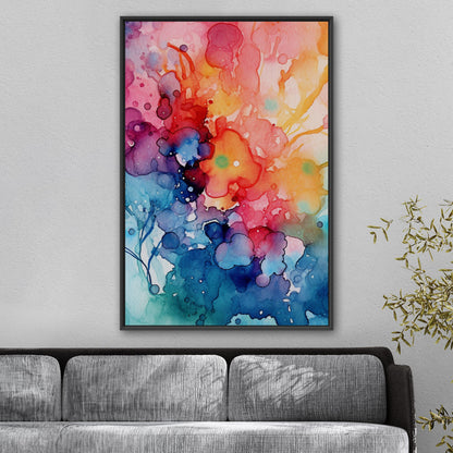 Vibrant Colorful Watercolor Splatters Abstract Painting - Spectrum of Creativity