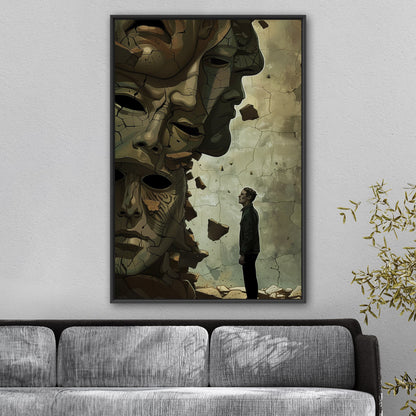 Wall art featuring man breaking through beliefs - Resilient Rebel