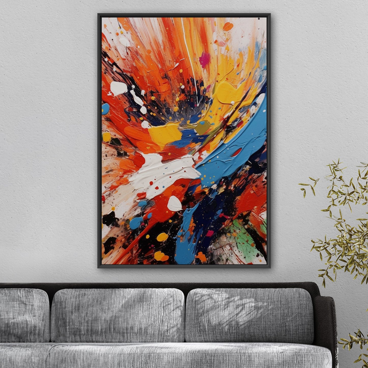 Vibrant abstract with dynamic paint splatters print - Energy Burst