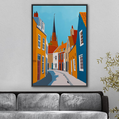 Sky-Blue and Amber Dutch landscape - Enduring Elegance