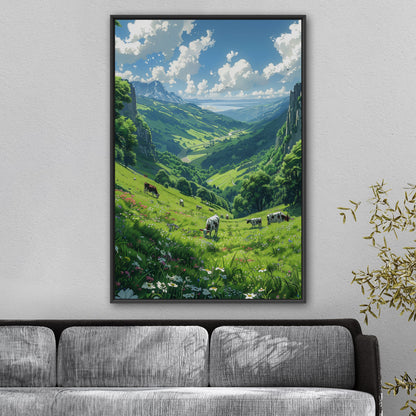 Grassland with grazing cows - Whimsical Nature Retreat