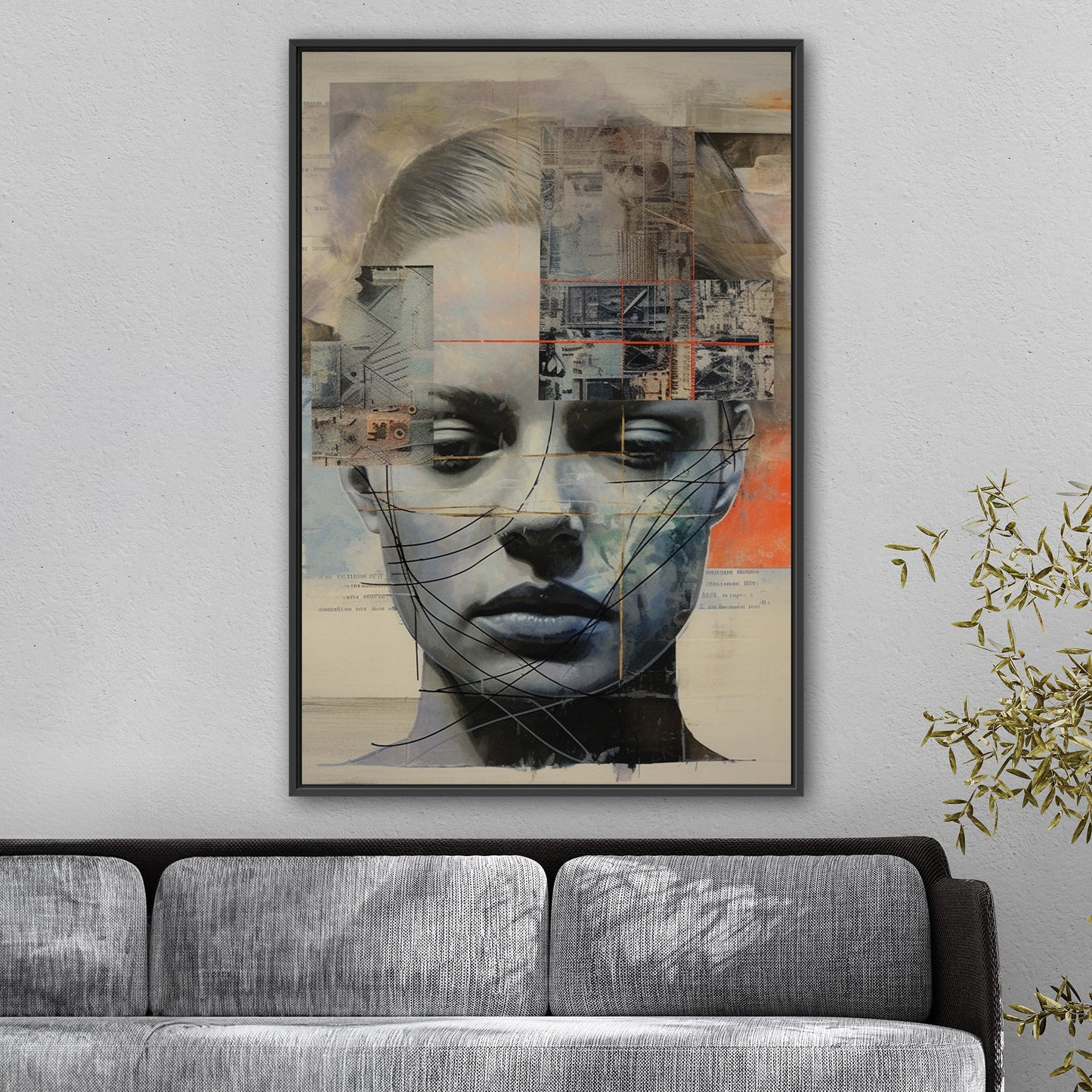 Mixed Media Portrait of a Somber Woman - Spectrum of Reflection