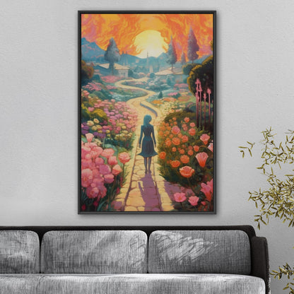 Child's Room Whimsical Fairytale Watercolor Landscape - Enchanted Floral Pathways