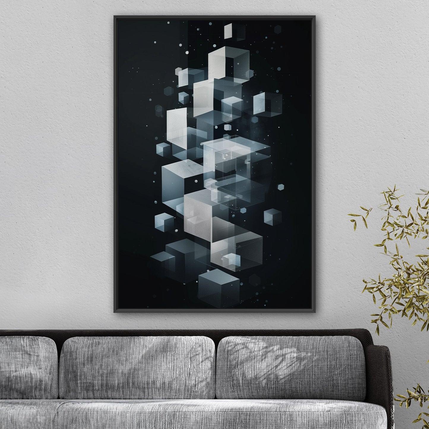 Abstract Geometric art for Office - Ethereal Cubic Serenity