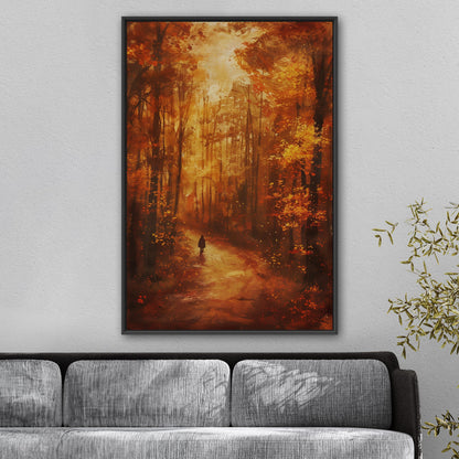 Autumn landscape in brown and orange - Ethereal Wanderer in Rembrandt's Autumn Forest