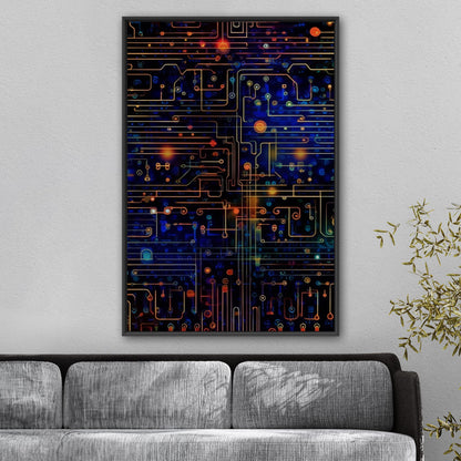 Impressionistic Circuit Board Painting - Binary Circuitry Revival