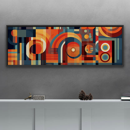 Geometric Shapes Abstract in Blues and Oranges - Geometric Illusion Harmony