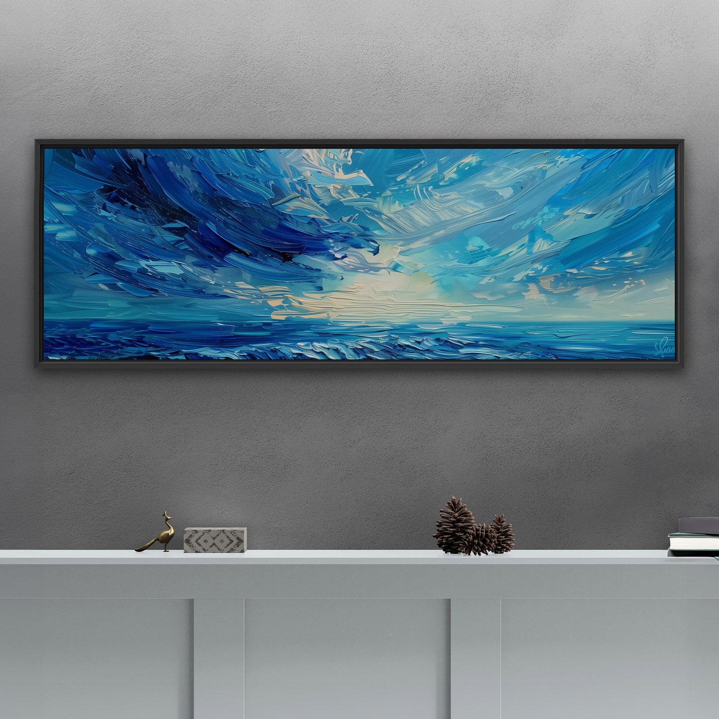 Elevate your space with this mesmerizing - Vibrant Abstract Ocean Brushstroke Art