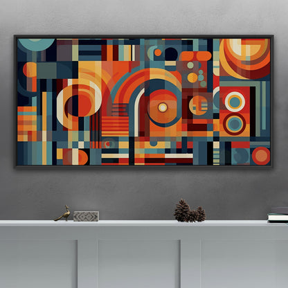 Geometric Shapes Abstract in Blues and Oranges - Geometric Illusion Harmony