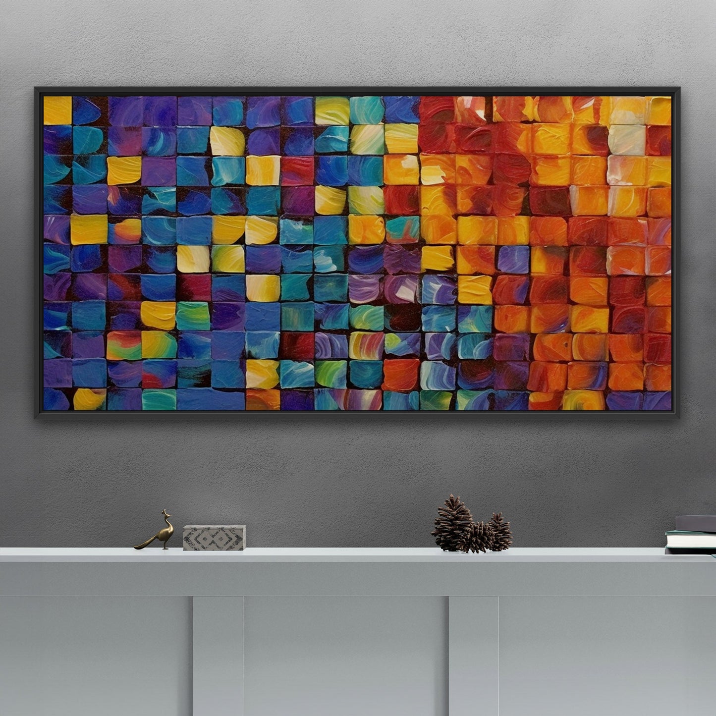 Colorful abstract squares textured painting - Formation Function