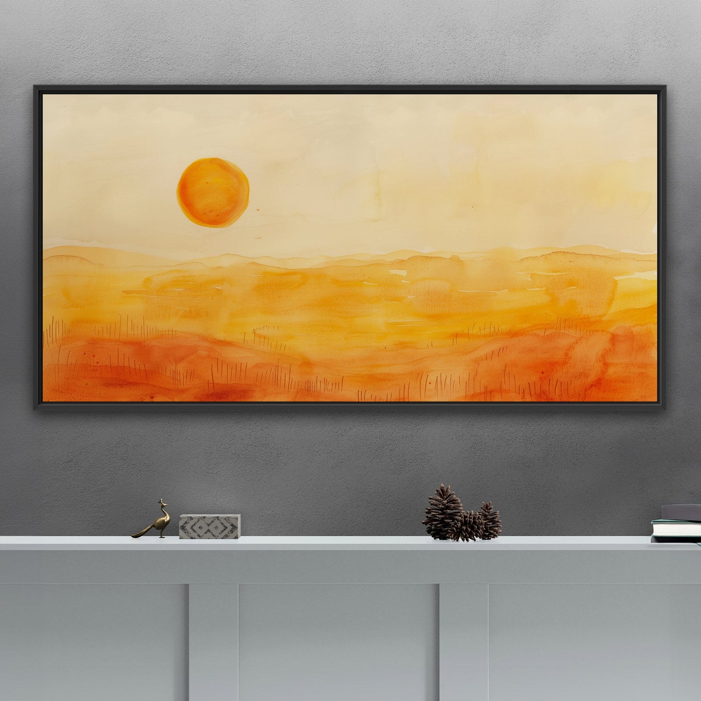 Tranquil desert vista in watercolor - Sunset Serenity