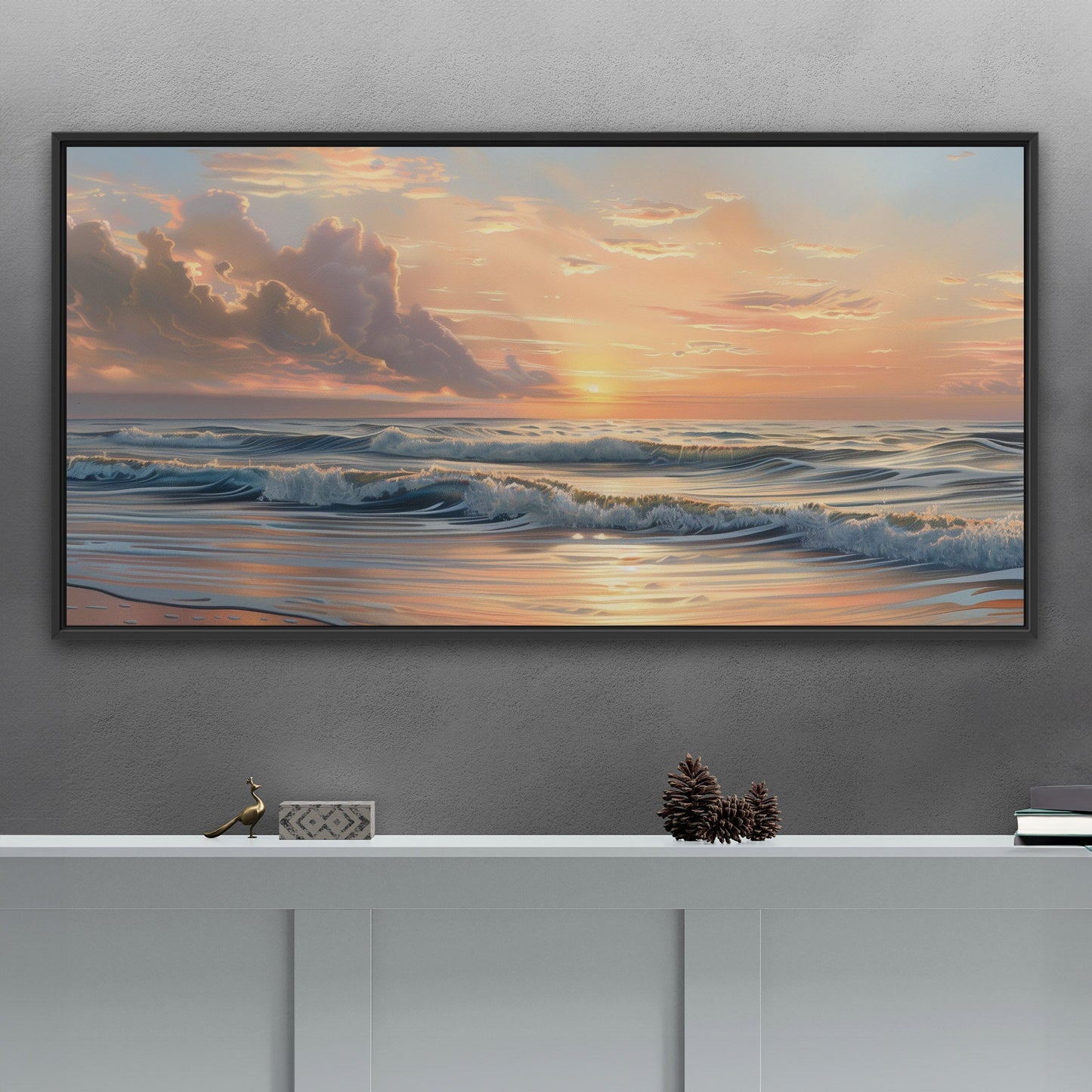 Coastal sunset serenity, pastel colors - Tranquil Reflections in Paradise