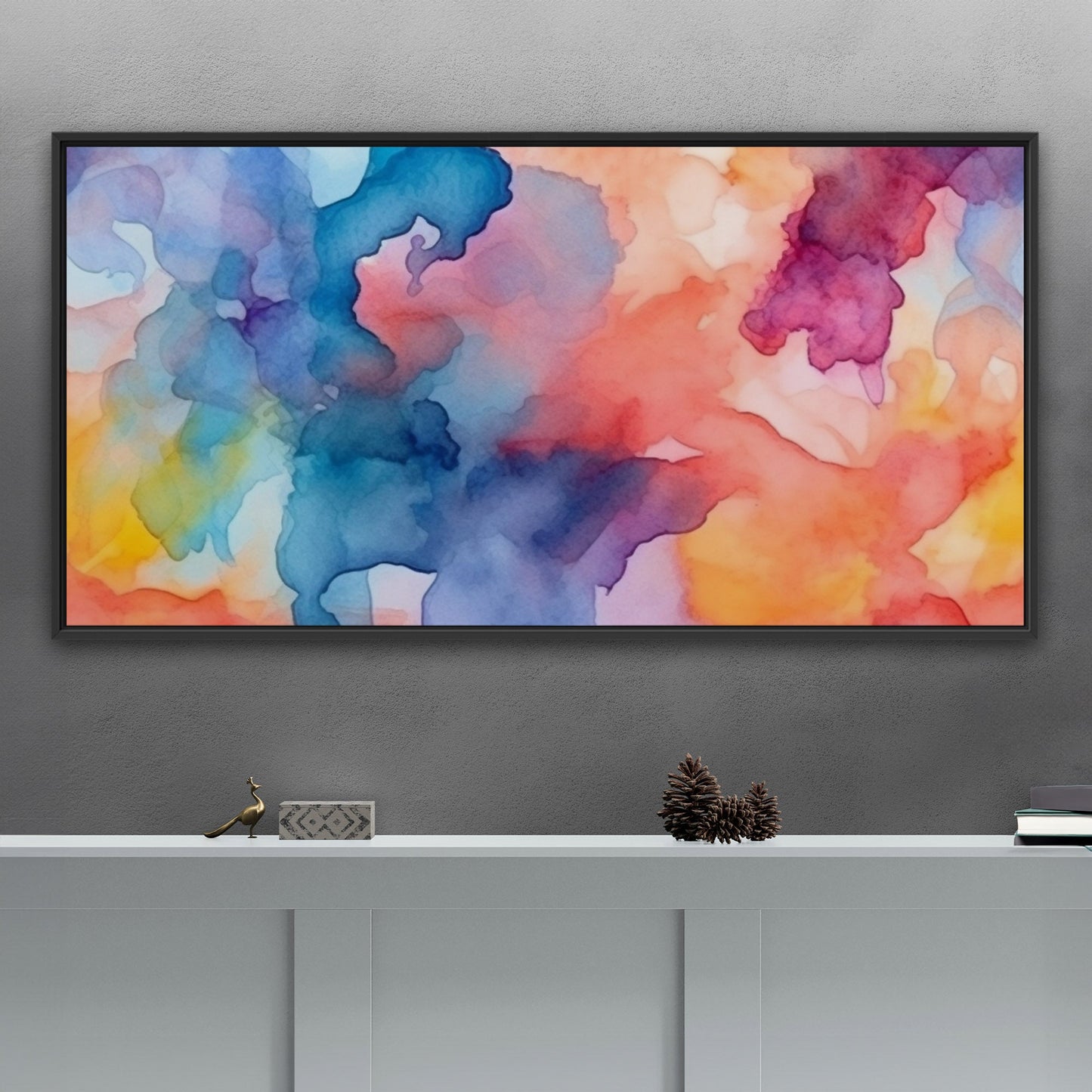 Multicolor Watercolor Painting of Intermingled Color - Vivid Flowing Spectrum