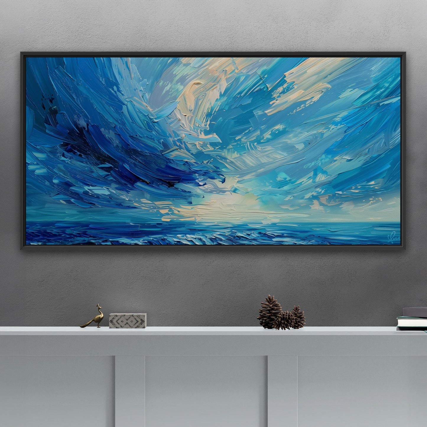 Elevate your space with this mesmerizing - Vibrant Abstract Ocean Brushstroke Art