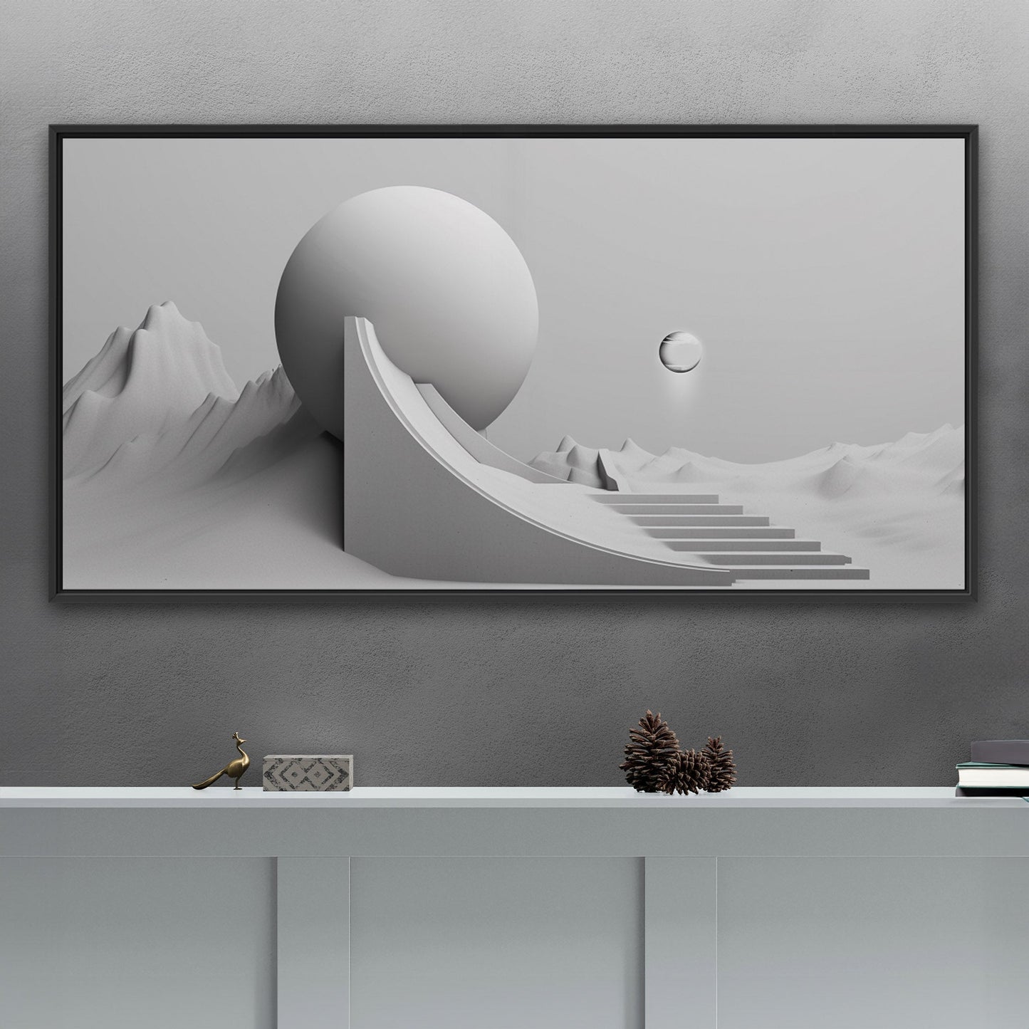 Minimal Monochrome Abstract Digital Render -  Sleek Elegance