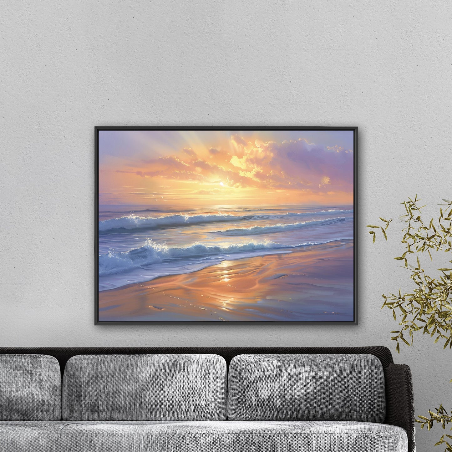 Tranquil coastal sunset - Golden Horizon