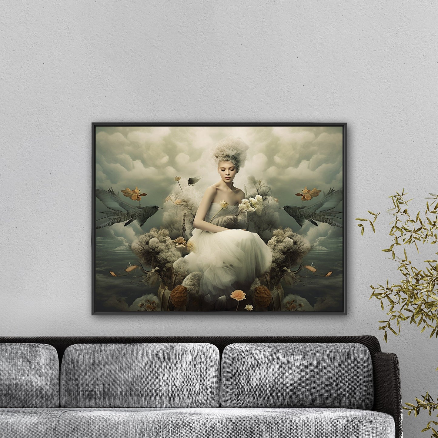 Ethereal mixed-media artwork with surreal charm - Artistic Fusion