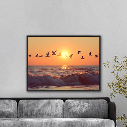 A mesmerizing ocean of birds at sunrise - Sparkling Horizon