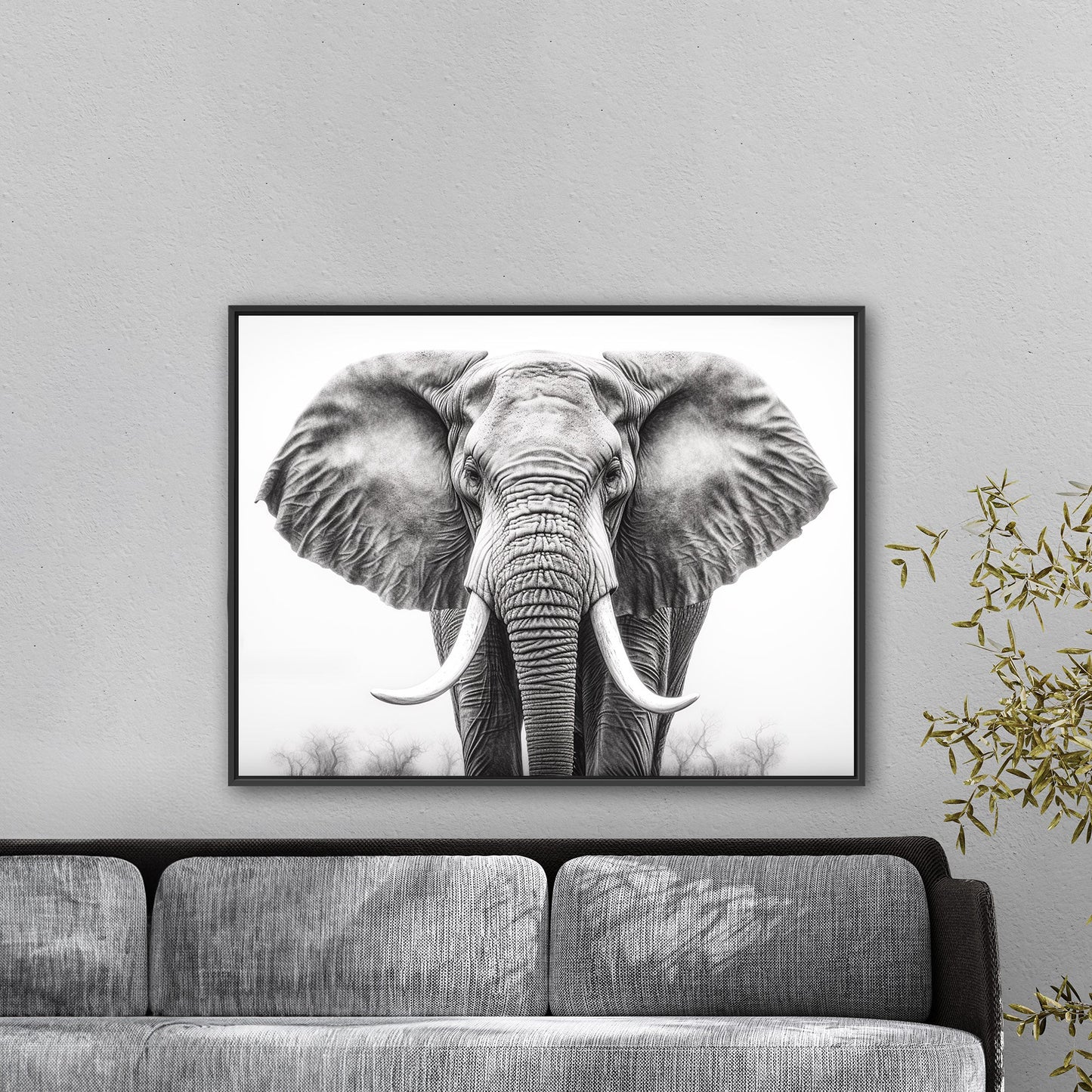 Majestic black and white elephant, regal elegance - Ethereal Majesty