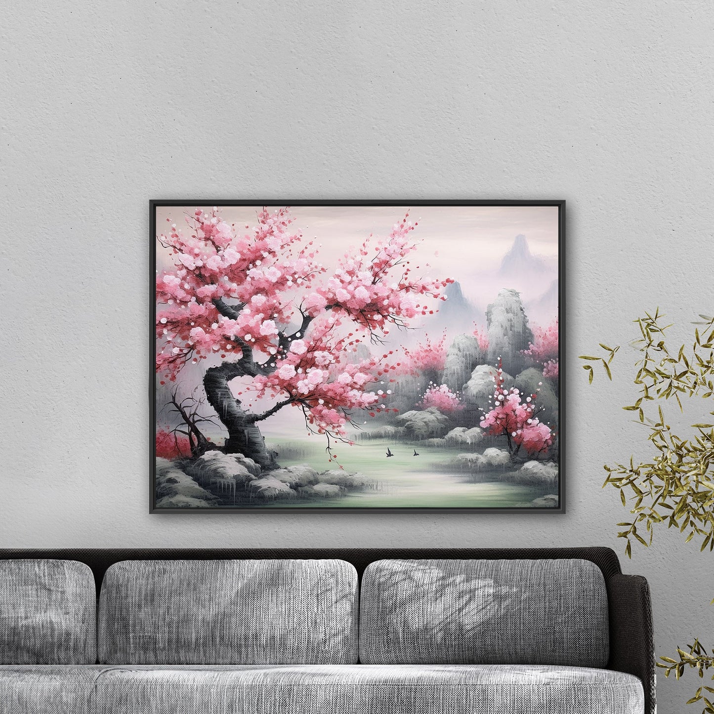 Asian Watercolor Botanical - Cherry Blossom Serenity