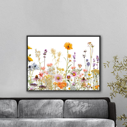 Whimsical Watercolor Wildflowers on White Background - Bright Flower Life