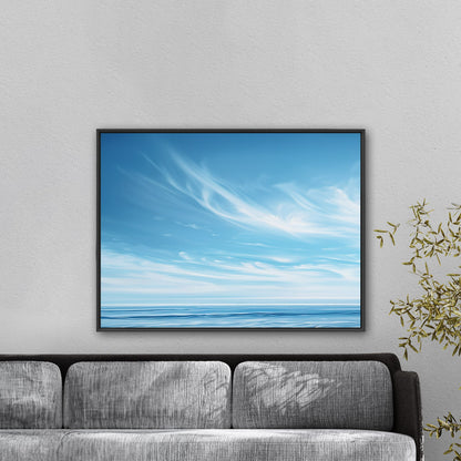 Abstract brush stroke painting of ocean - Modern Serenity