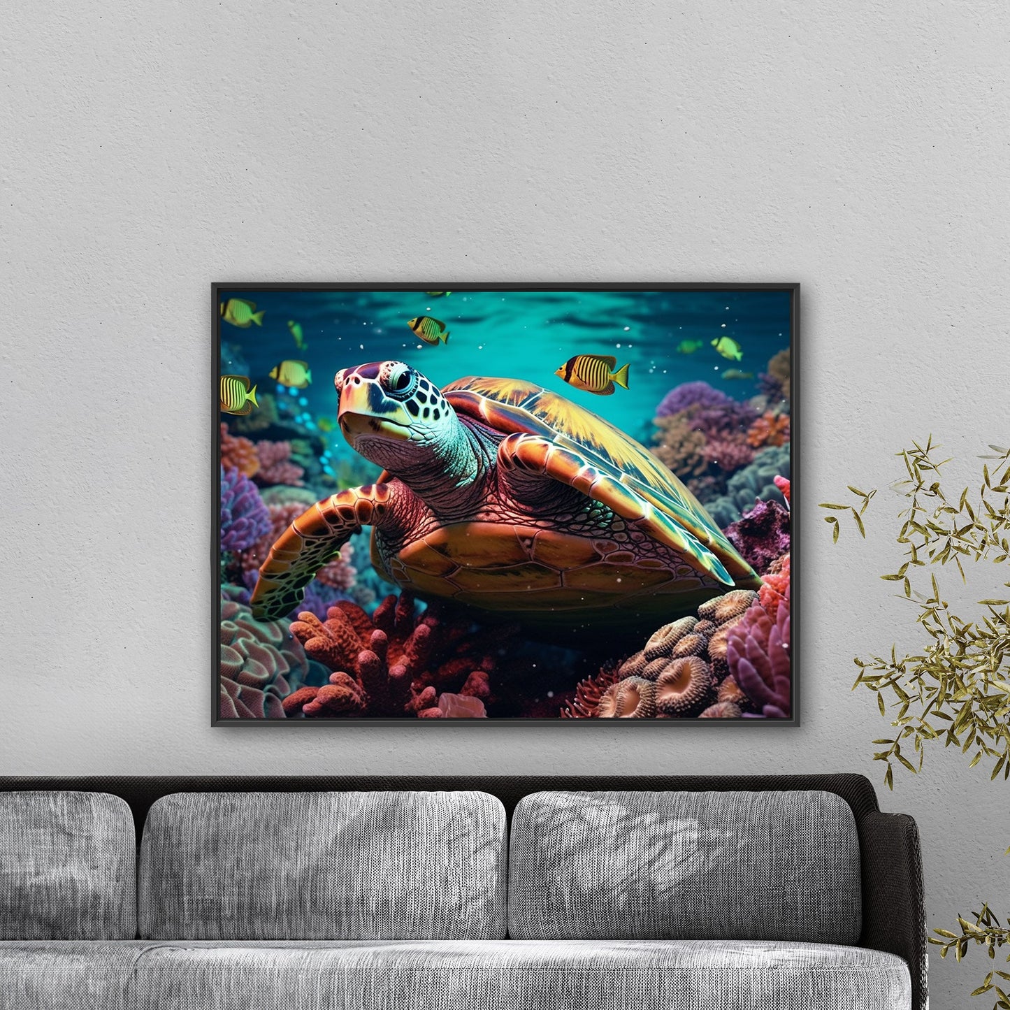 Sea Turtle Closeup Portrait in Corral - Coral Realm Quest