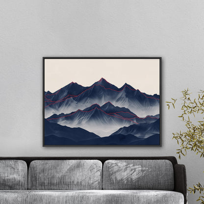 Electric Minimalist Mountain Range - Ethereal Serenity