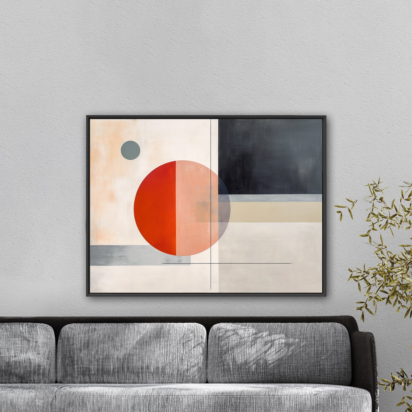 Geometric Minimal Abstract Shapes in Black, White and Red - Ethereal Whispers