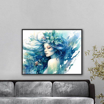 Description: High-quality ethereal watercolor mermaid art - Enchanting Mystical Mermaid