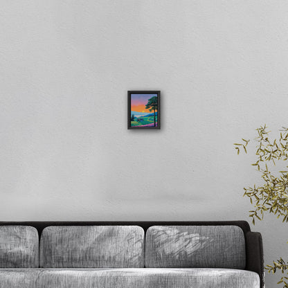 Vintage sunset house on canvas - Serenity Sunset Glow