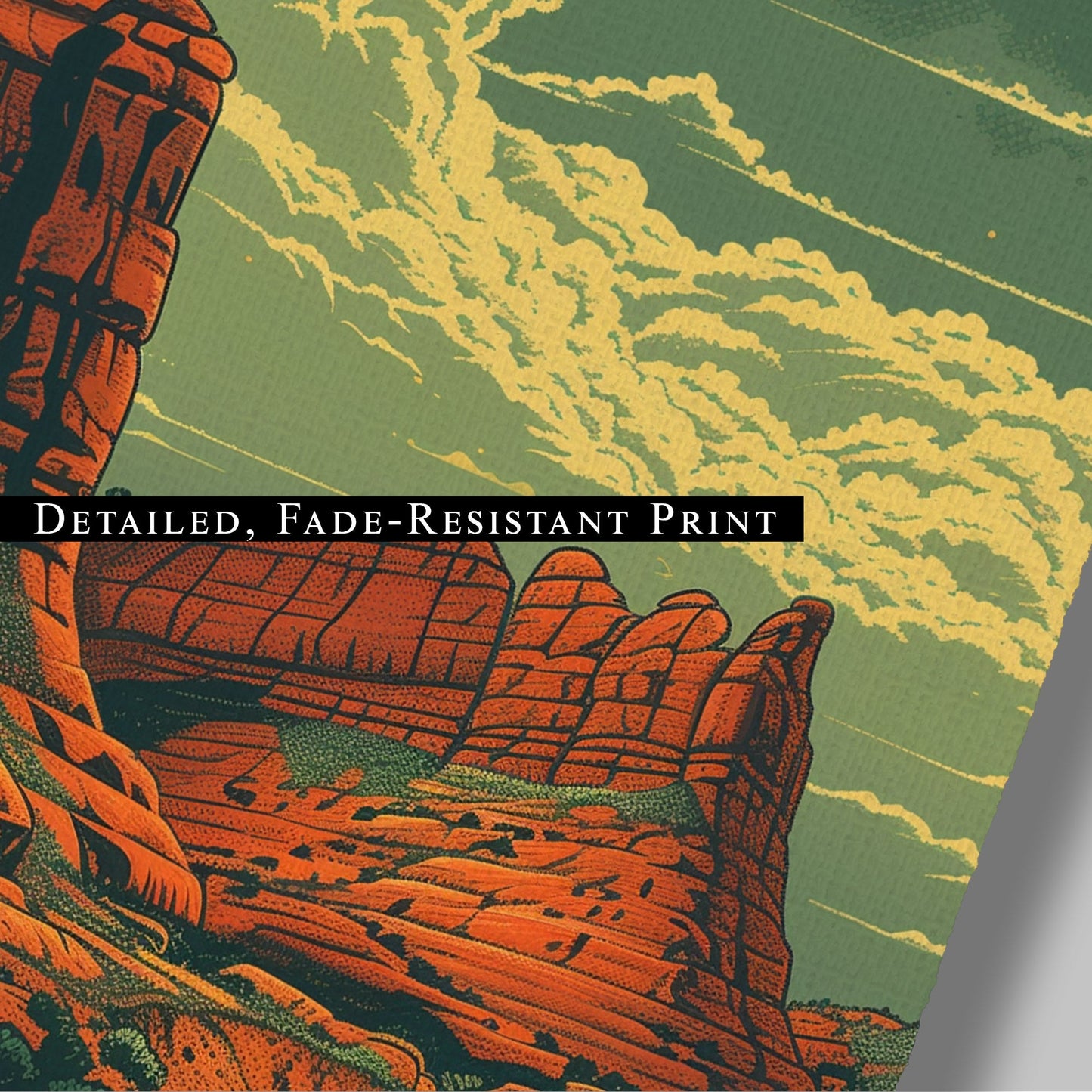 Red Rocks Desert Stylized Illustration - Red Reverie