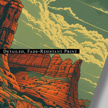 Red Rocks Desert Stylized Illustration - Red Reverie