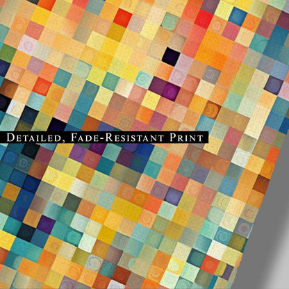 Geomtric Abstract Square Painting - Retro Geometric Pixels