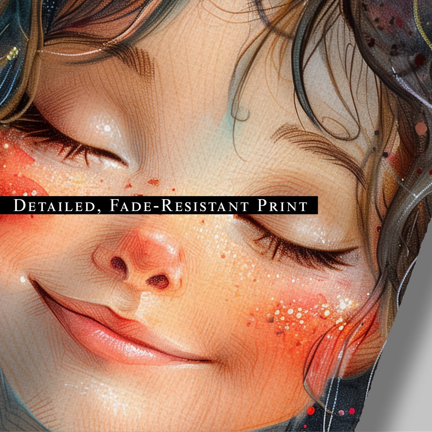 Digital art watercolor style portrait of a smiling child - Watercolor Whimsy