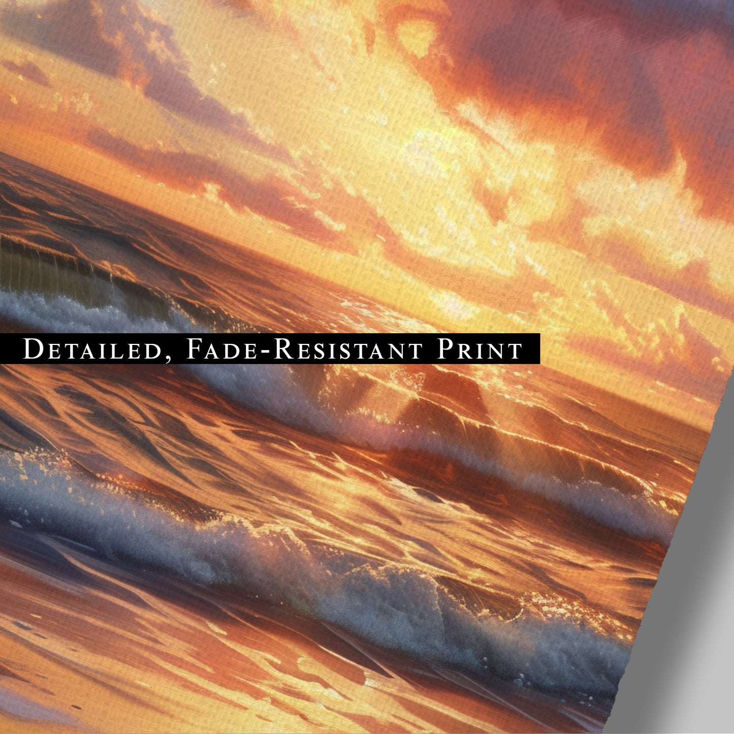 Seascape art piece capturing coastal tranquility - Coastal serenity Sunset Bliss