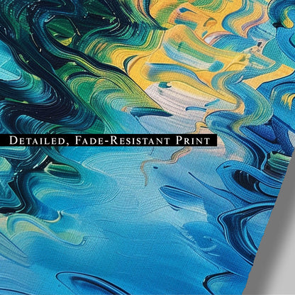 Mesmerizing abstract oil painting of water with vibrant ripples - Enchanting Oasis