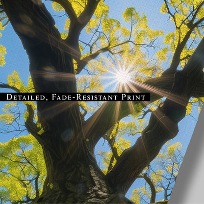 Photorealistic Tree Trunk View of Tree and Sky - Tranquil Vitality: Sunlit Tree Dream