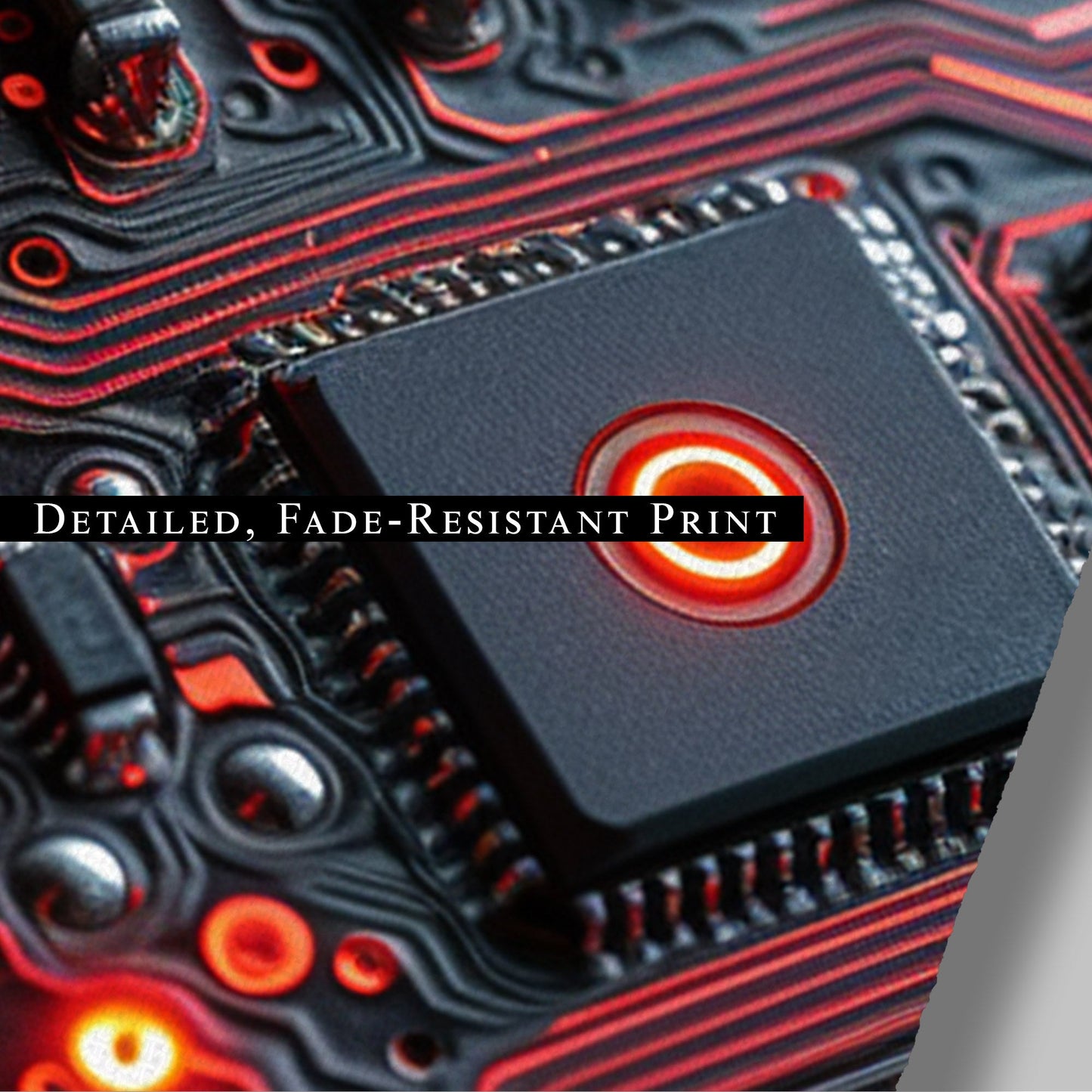 3d Digital art render of a future tech motherboard - Emerald Circuitry: Red Pulse