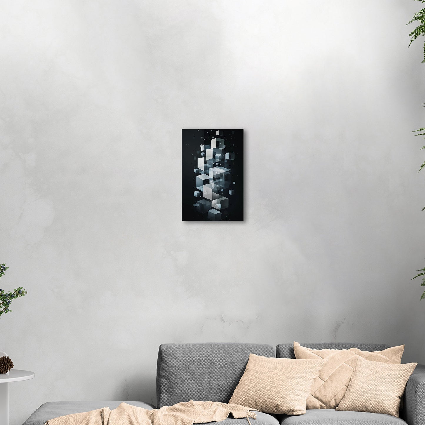 Abstract Geometric art for Office - Ethereal Cubic Serenity